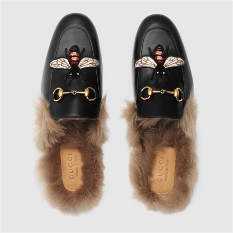 gucci bee princetown slippers